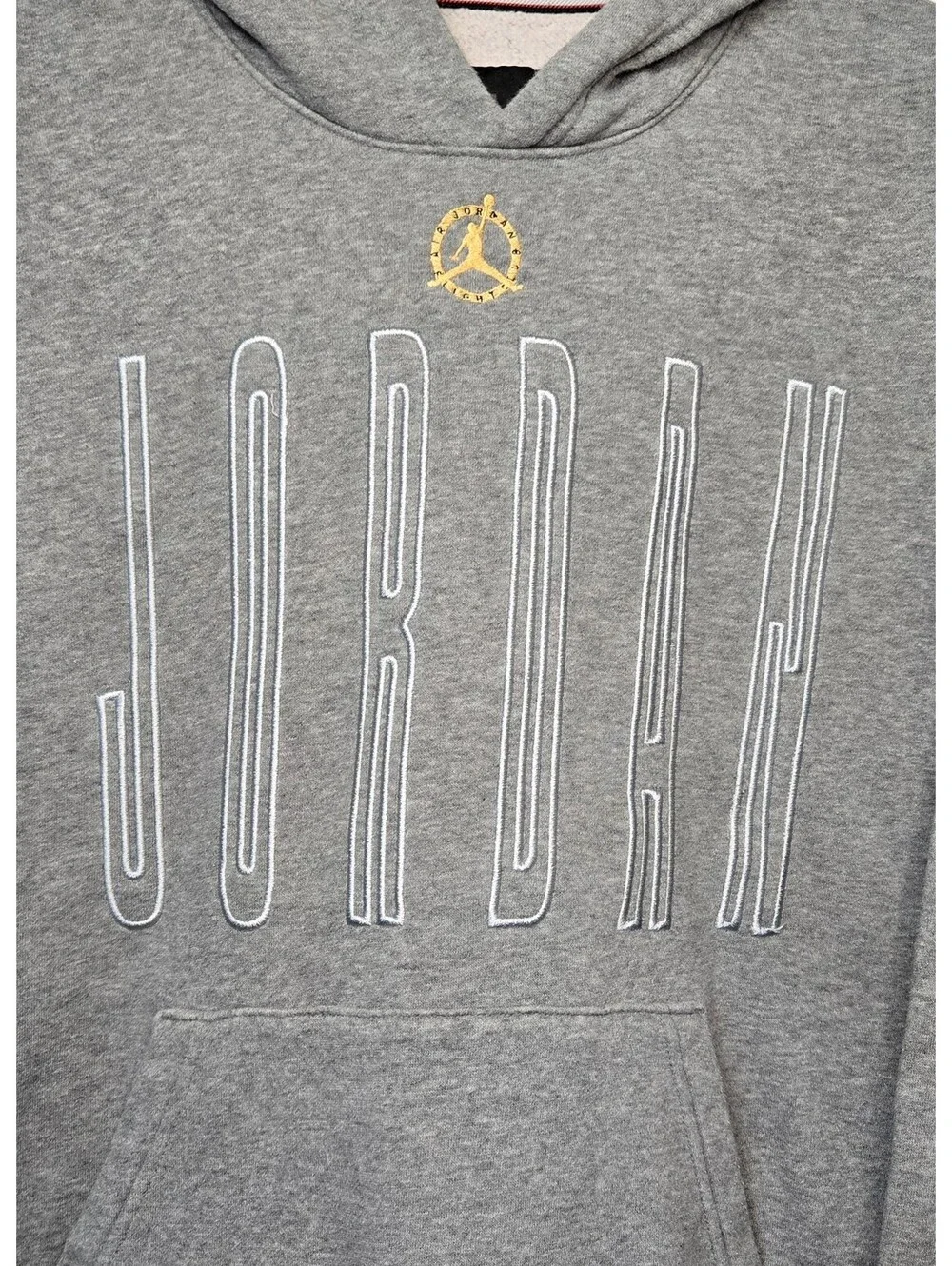 Jordan Brand Hoodie Mens Small Gray Gold 23 Jumpman Pullover Sweatshirt